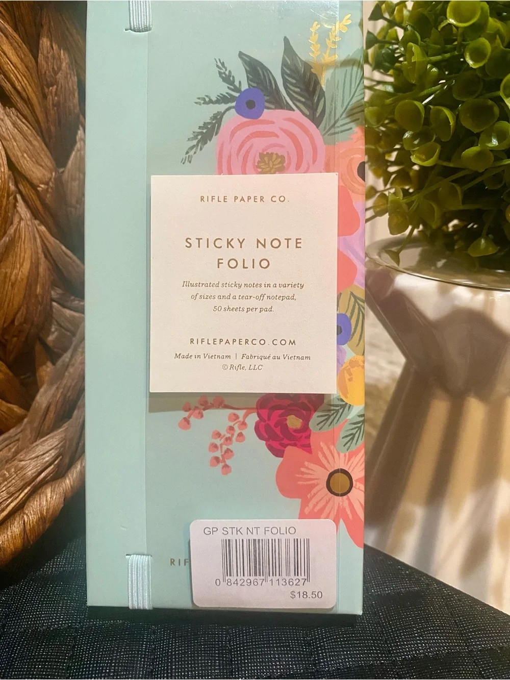Rifle Paper Co. Mint Floral Sticky Note Folio